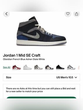 Nike Air Jordan 1 Mid SE - French Blue / Ashen Slate / White